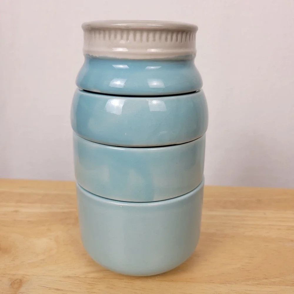 Mason Jar Measuring Cups Blue Stacking Nesting Kitchen Rustic Country Farmhouse